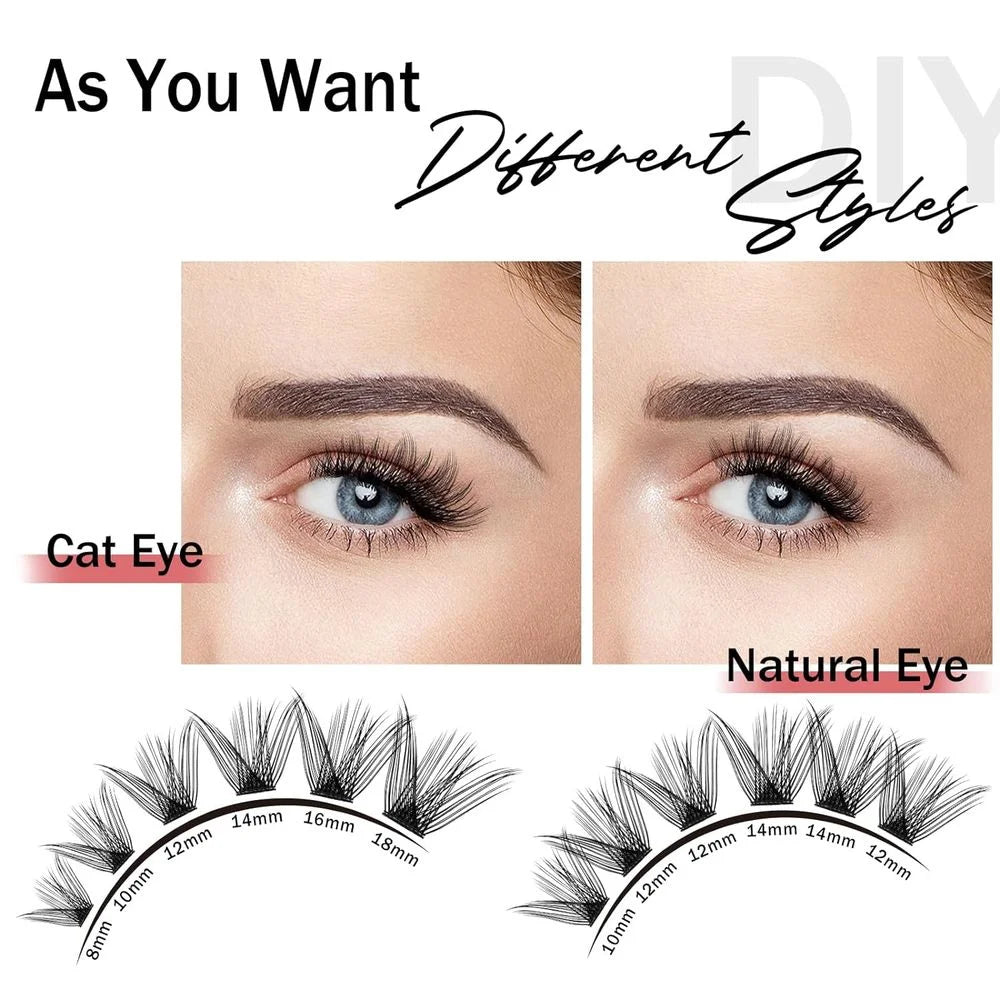 Lash Clusters DIY Eyelash Extensions 160 Pcs Individual Lashes Eyelash Clusters Natural Look, D Curl Cluster Lashes Wispy False Eyelash Soft Cluster Lashes Reusable, 8-18mm MIX (Elvina)