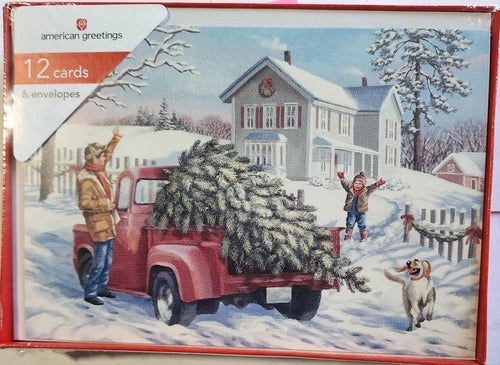 American Greetings Red Truck W/ Tree