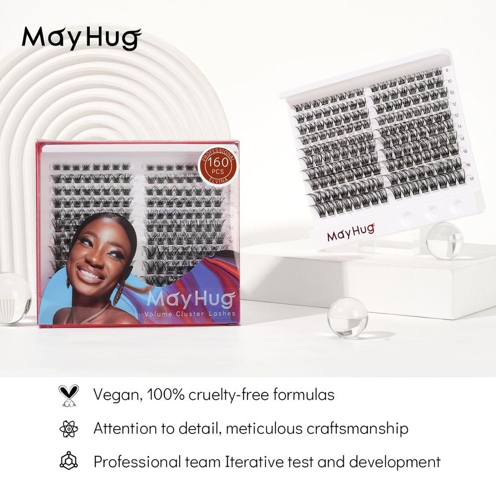 Lash Clusters DIY Eyelash Extensions 160 Pcs Individual Lashes Eyelash Clusters Natural Look, D Curl Cluster Lashes Wispy False Eyelash Soft Cluster Lashes Reusable, 8-18mm MIX (Elvina)