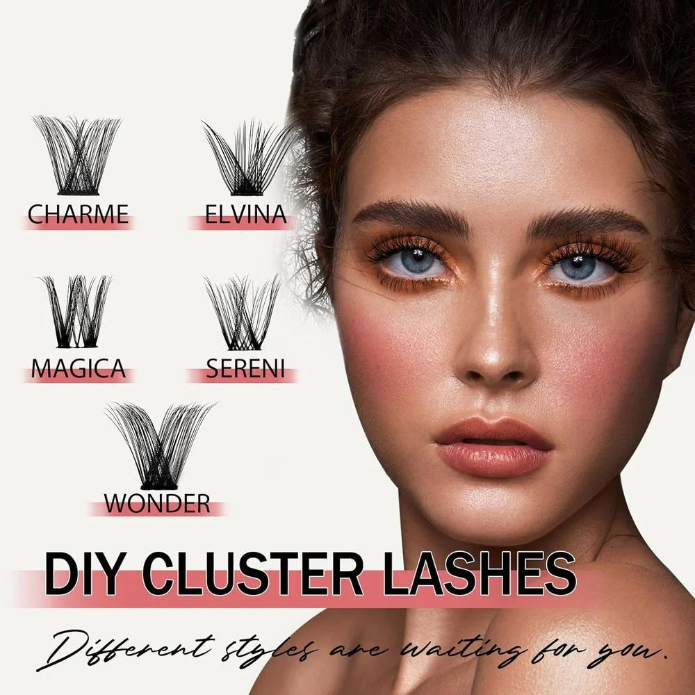 Lash Clusters DIY Eyelash Extensions 160 Pcs Individual Lashes Eyelash Clusters Natural Look, D Curl Cluster Lashes Wispy False Eyelash Soft Cluster Lashes Reusable, 8-18mm MIX (Elvina)