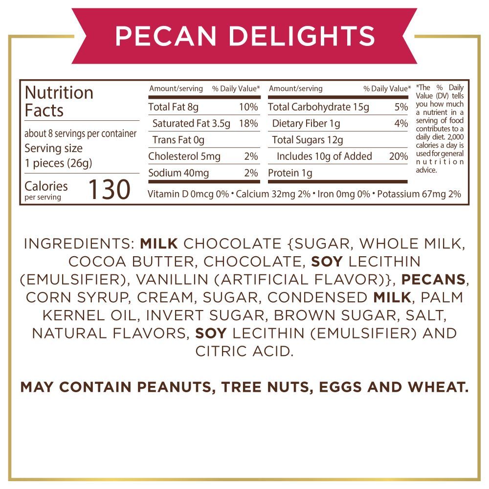 Russell Stover Valentine's Day Satin Heart Pecan Delights Milk Chocolate Gift Box, 7.2 oz. (≈ 8 Pieces)