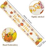 Hexagram Embroidered Fall Table Runners, Cutwork Maple Leaves and Fall Dress Scarves Pumpkin 13"x69"