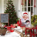 Santa Claus Christmas Garden Flag: Smiling Snowman Merry Christmas Yard Flag 12"x18" Double Sided