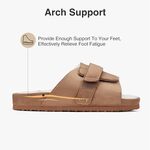 Women's Open Toe Slippers with Arch Support, Ladies Adjustable slippers Fuzzy Slides Sandals, Brown