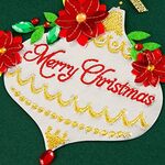 Papyrus Silver Teardrop Holiday Ornament W/ Poinsettas Card