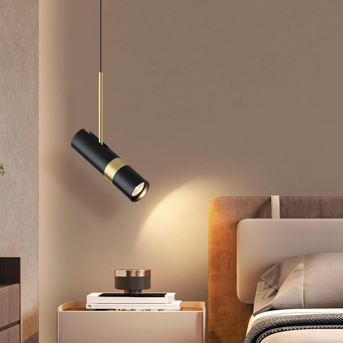 Black Pendant Light, Modern Pendant Lights Kitchen Island, Adjustable Heights Hanging 3000K LED Lights for Kitchen Island, Dining Living, Hallway (1-Light)