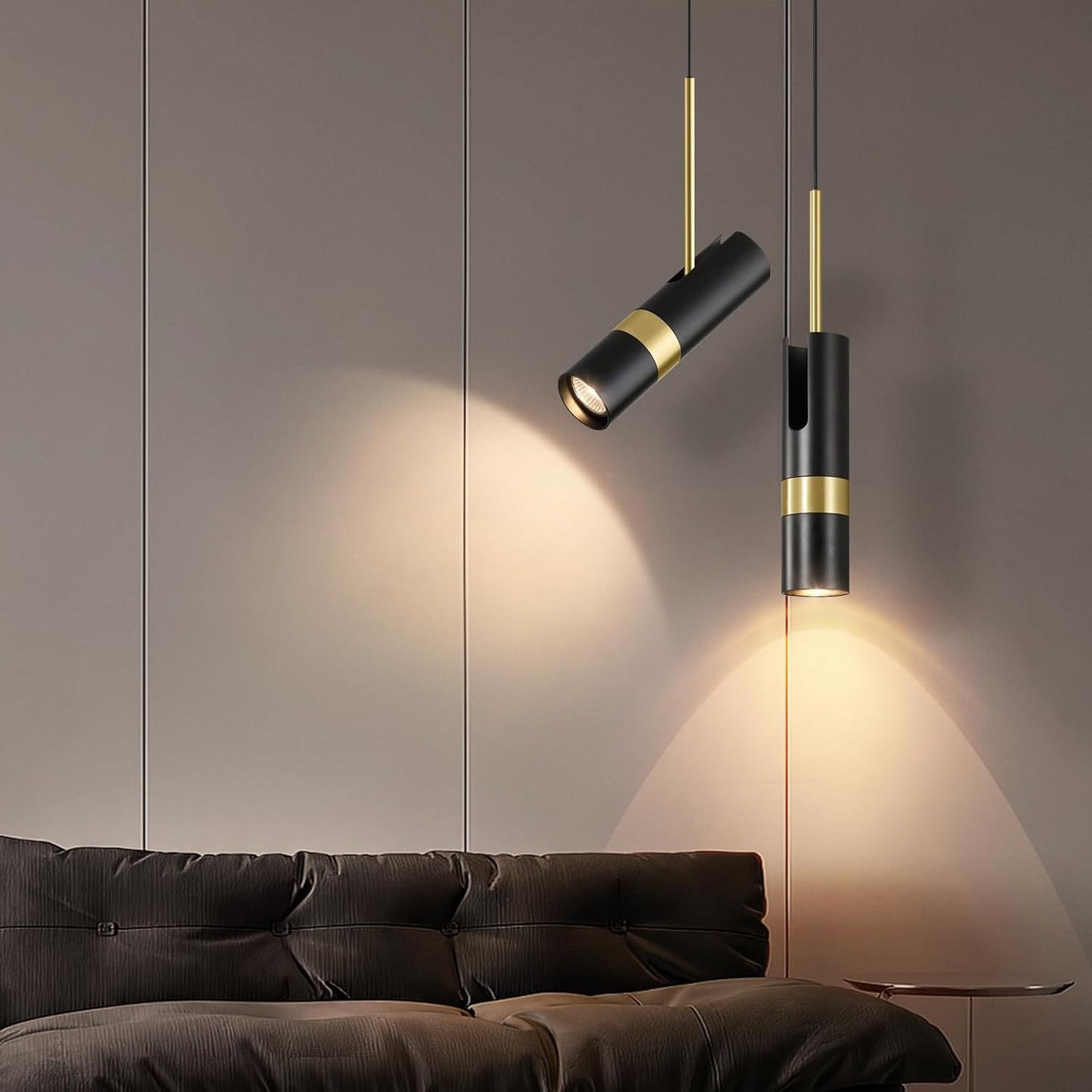 Black Pendant Light, Modern Pendant Lights Kitchen Island, Adjustable Heights Hanging 3000K LED Lights for Kitchen Island, Dining Living, Hallway (1-Light)