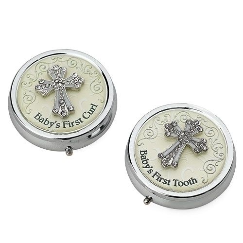 Roman Set of 2 Enamelled Round Boxes Tooth and Baby's First Curl