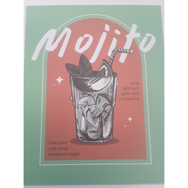 Cocktail Wall Art Poster & Prints Unframed, 8x10inch, Set of 6