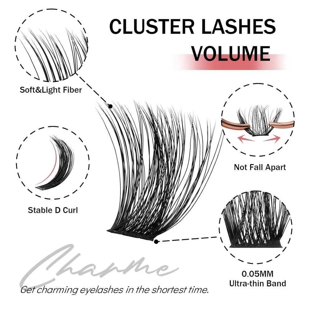 Lash Clusters DIY Eyelash Extensions 160 Pcs Individual Lashes Eyelash Clusters Natural Look, D Curl Cluster Lashes Wispy False Eyelash Soft Cluster Lashes Reusable, 8-18mm MIX (Elvina)