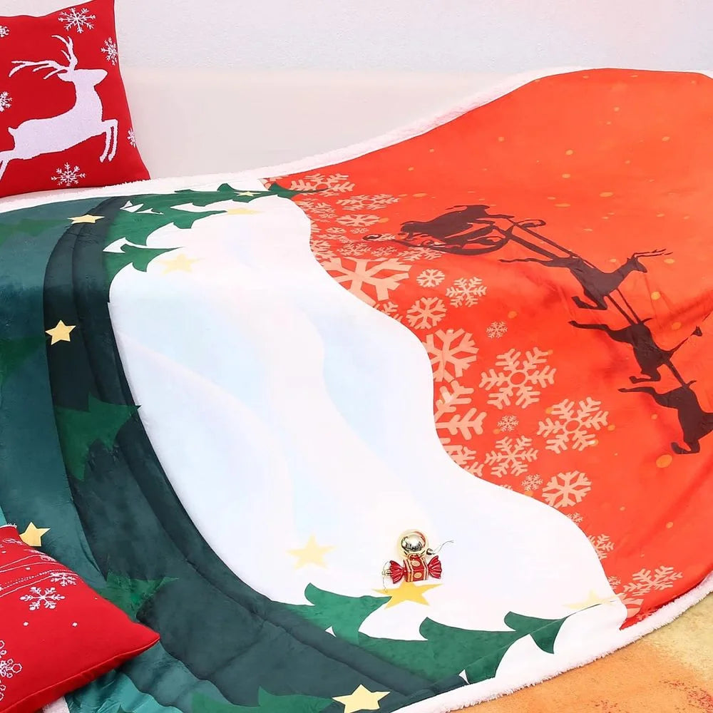 Sherpa Fleece Throw/Blanket, 50x60 Inches Soft Cozy Warmer Throw Blankets, Christmas
