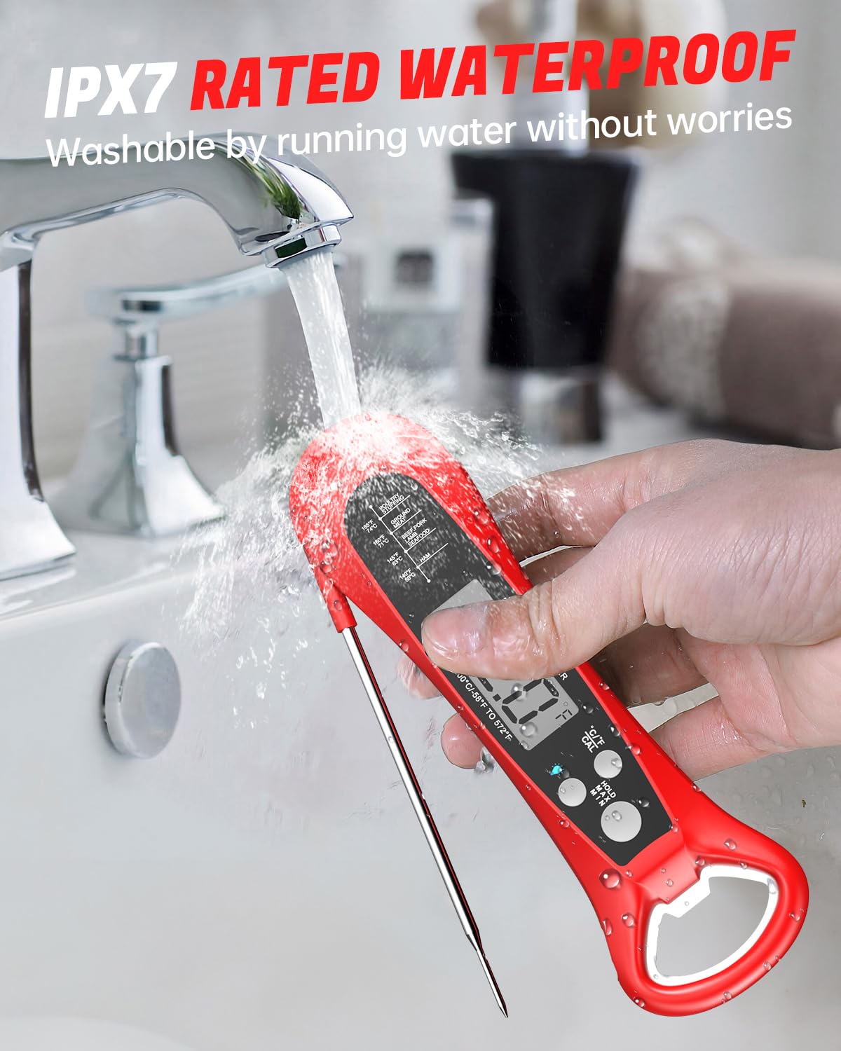 Digital Meat Thermometer for Cooking-Backlight, Calibration, Ultra Fast, Waterproof Instant Read Digital Food Thermometer