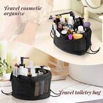 COZOQ Unisex Travel Toiletry Bag, Large Cosmetic Organizer, Lightweight Makeup Pouch for Home & Travelling, Black