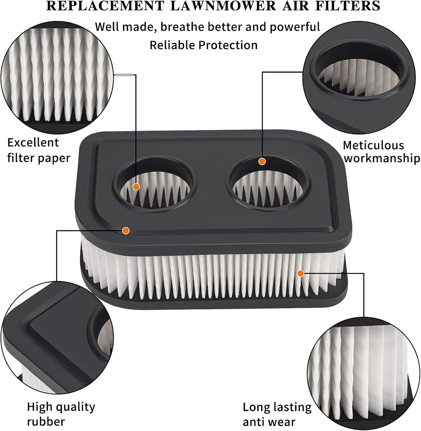 Upgraded 593260 Air Filter Apply to 593260 798452 334404 Air Cleaner Cartridge Filter, Lawn Mower Air Cleaner Replacement Filters for 5432 5432k 09P00 550E 500EX 550EX 625 575EX Series Engine (2Pcs)