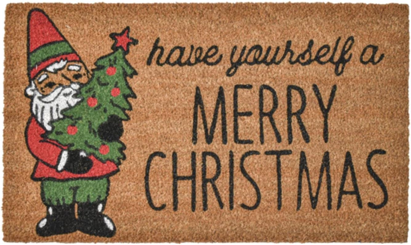 Ganz CX175213 Have Yourself a Merry Christmas Gnome Doormat, 30-inch Width, Coir and PVC