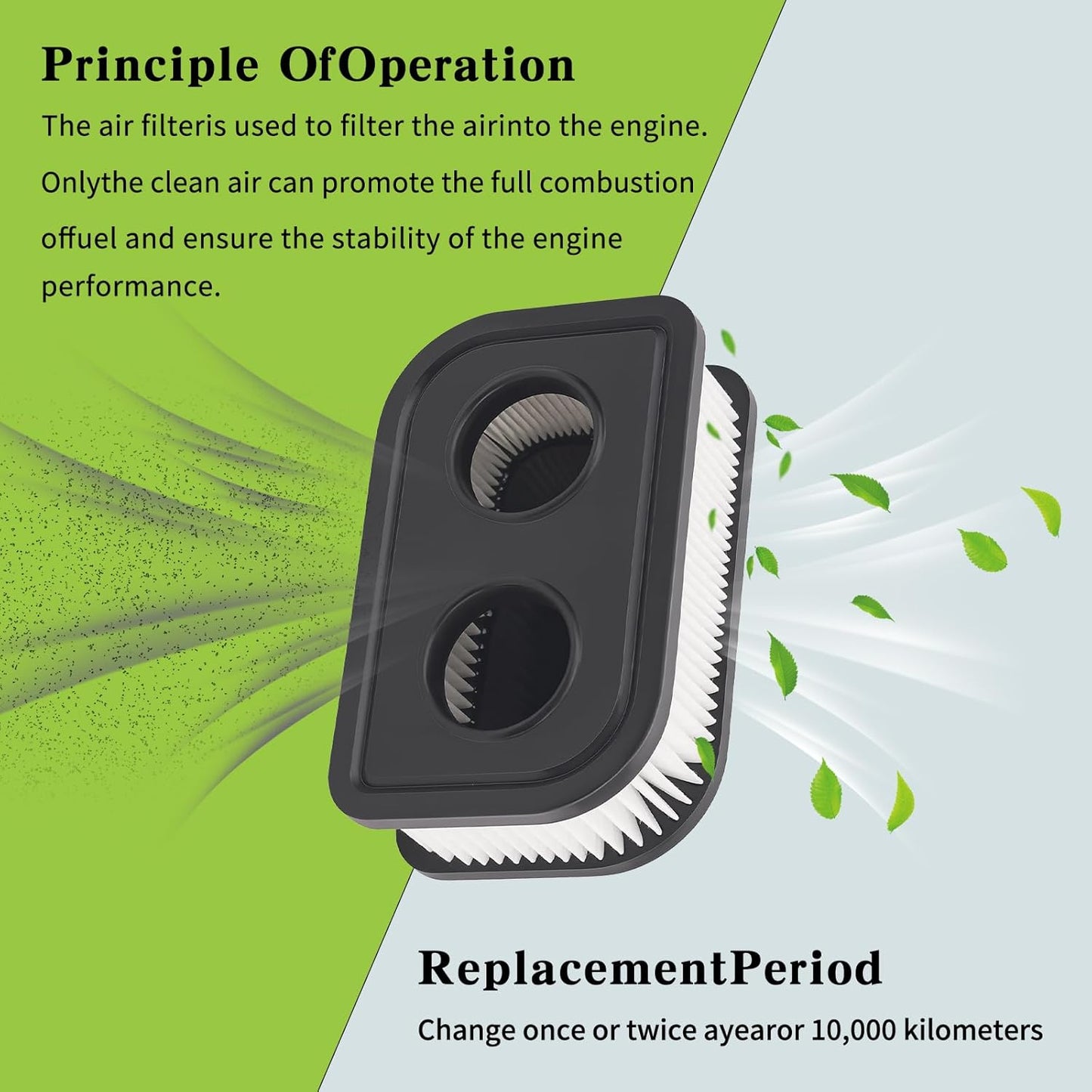 Upgraded 593260 Air Filter Apply to 593260 798452 334404 Air Cleaner Cartridge Filter, Lawn Mower Air Cleaner Replacement Filters for 5432 5432k 09P00 550E 500EX 550EX 625 575EX Series Engine (2Pcs)