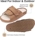 Women's Open Toe Slippers with Arch Support, Ladies Adjustable slippers Fuzzy Slides Sandals, Brown