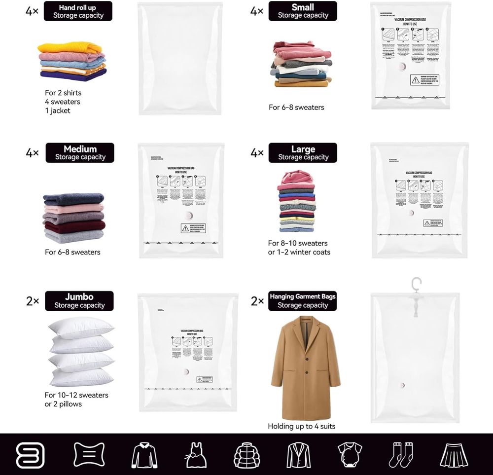 Electric Vacuum Storage Bags - Space Saver Compression Bags