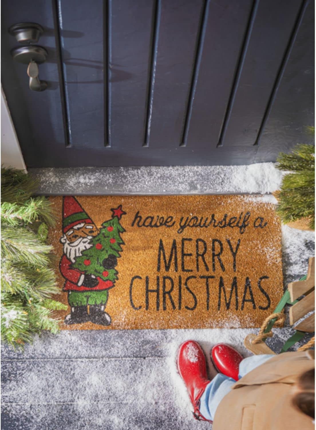 Ganz CX175213 Have Yourself a Merry Christmas Gnome Doormat, 30-inch Width, Coir and PVC