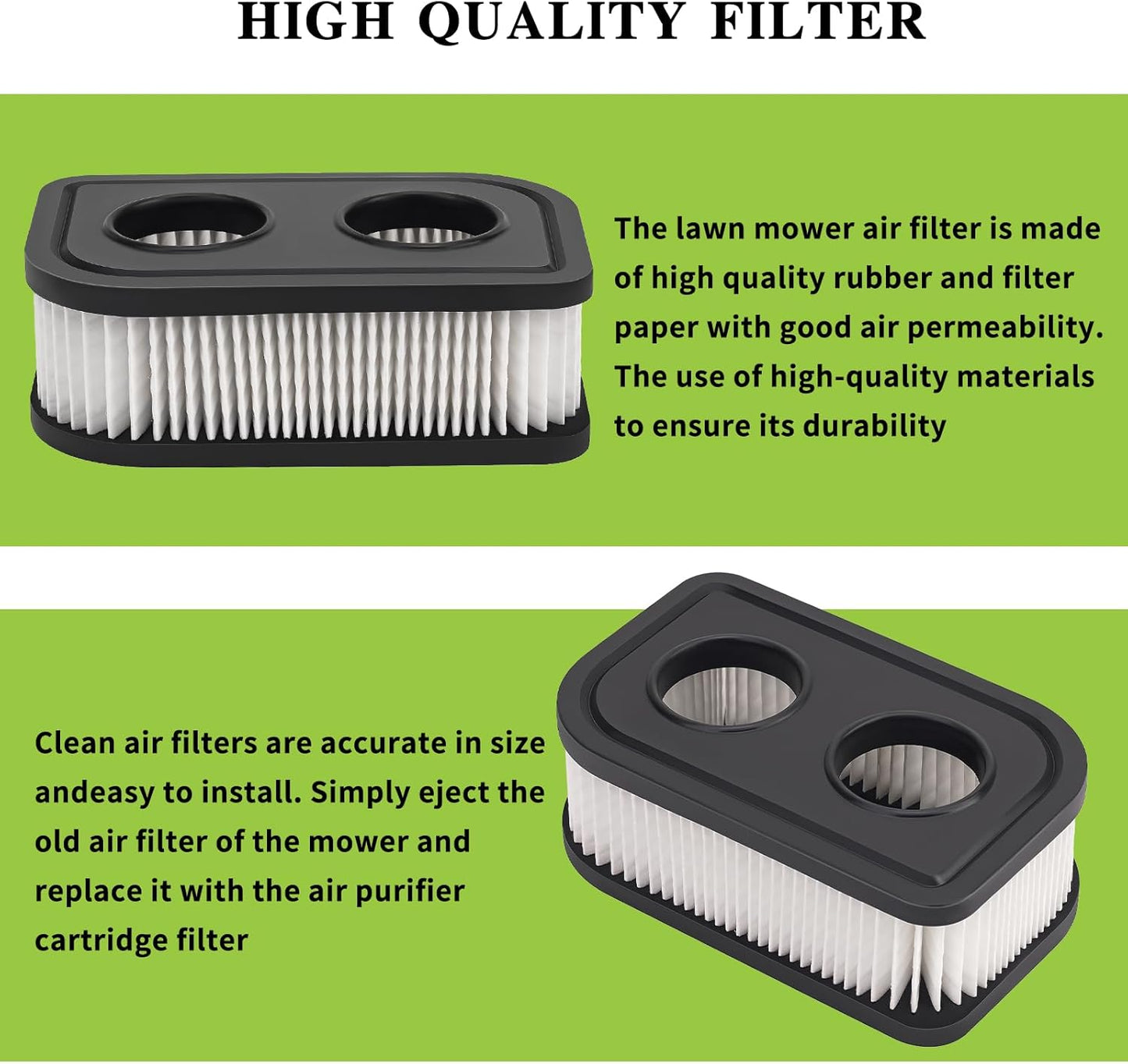 Upgraded 593260 Air Filter Apply to 593260 798452 334404 Air Cleaner Cartridge Filter, Lawn Mower Air Cleaner Replacement Filters for 5432 5432k 09P00 550E 500EX 550EX 625 575EX Series Engine (2Pcs)