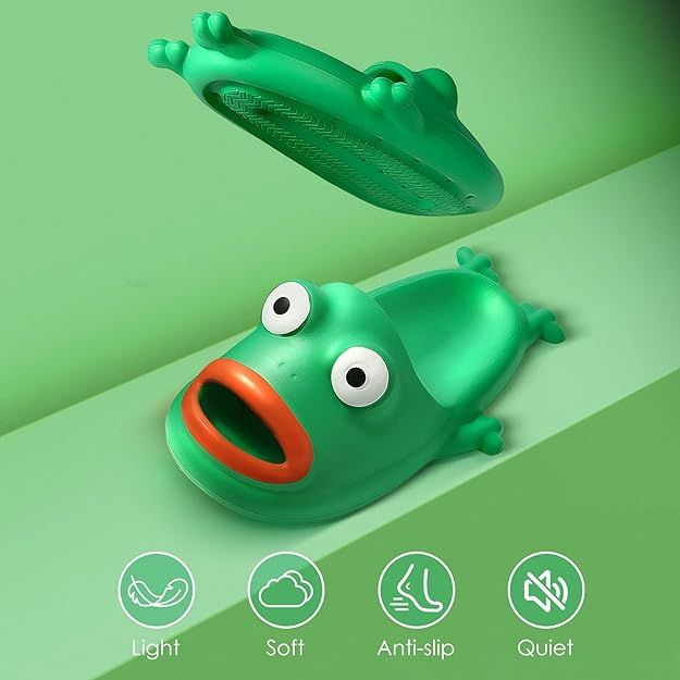 Women's and Men's Cloud Slides with Cute Frog Design - Perfect for Beach, Pool, Indoor Shower - Size 40 (Women: 8.5-9.5; Men: 7-8)