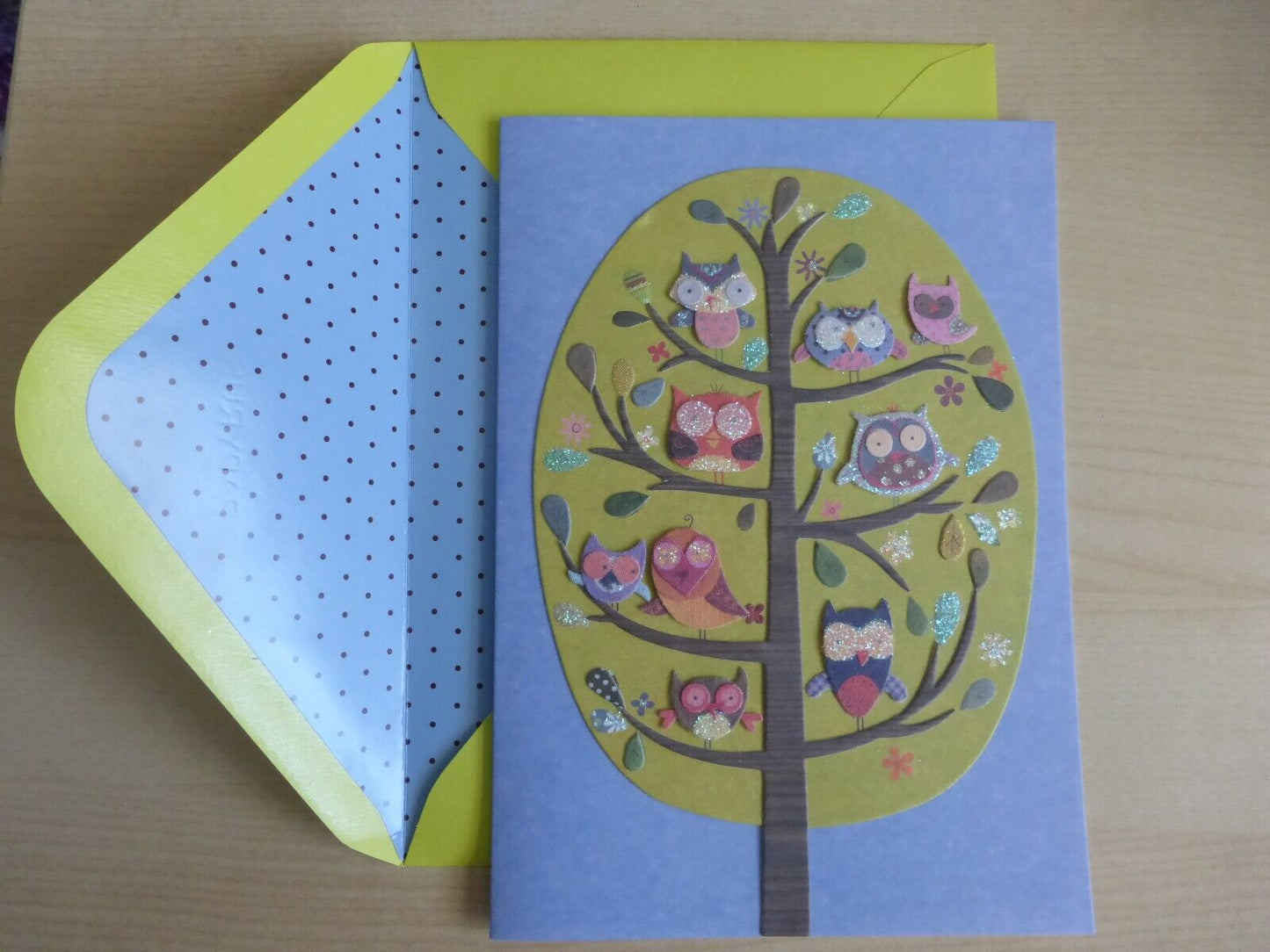 Papyrus Owls in Tree Blank Card