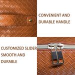 SLIFOUE Large Capacity Travel Cosmetic Bag, Waterproof Portable PU Leather Makeup Organizer Bag with Dividers and Handle (Checkered/Brown)
