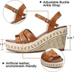 SHIBEVER Wedge Sandals For Women Dressy: Summer Women's Wedges Sandals Open Toe Espadrille Ankle Strap Ladies Shoes, Brown, 10.5