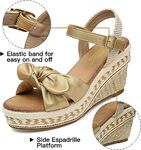 SHIBEVER Wedge Sandals For Women Dressy: Summer Women's Wedges Sandals Open Toe Espadrille Ankle Strap Ladies Shoes, Champagne, 7