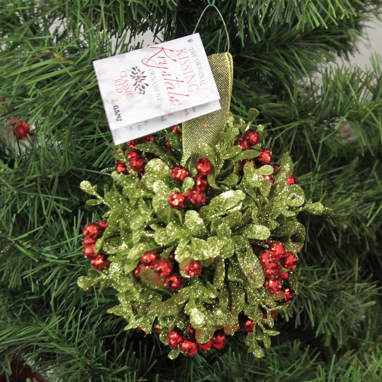 Ganz KK15 5 Inch Mistletoe Kissing Ball Ornament,Red,5" Dia.