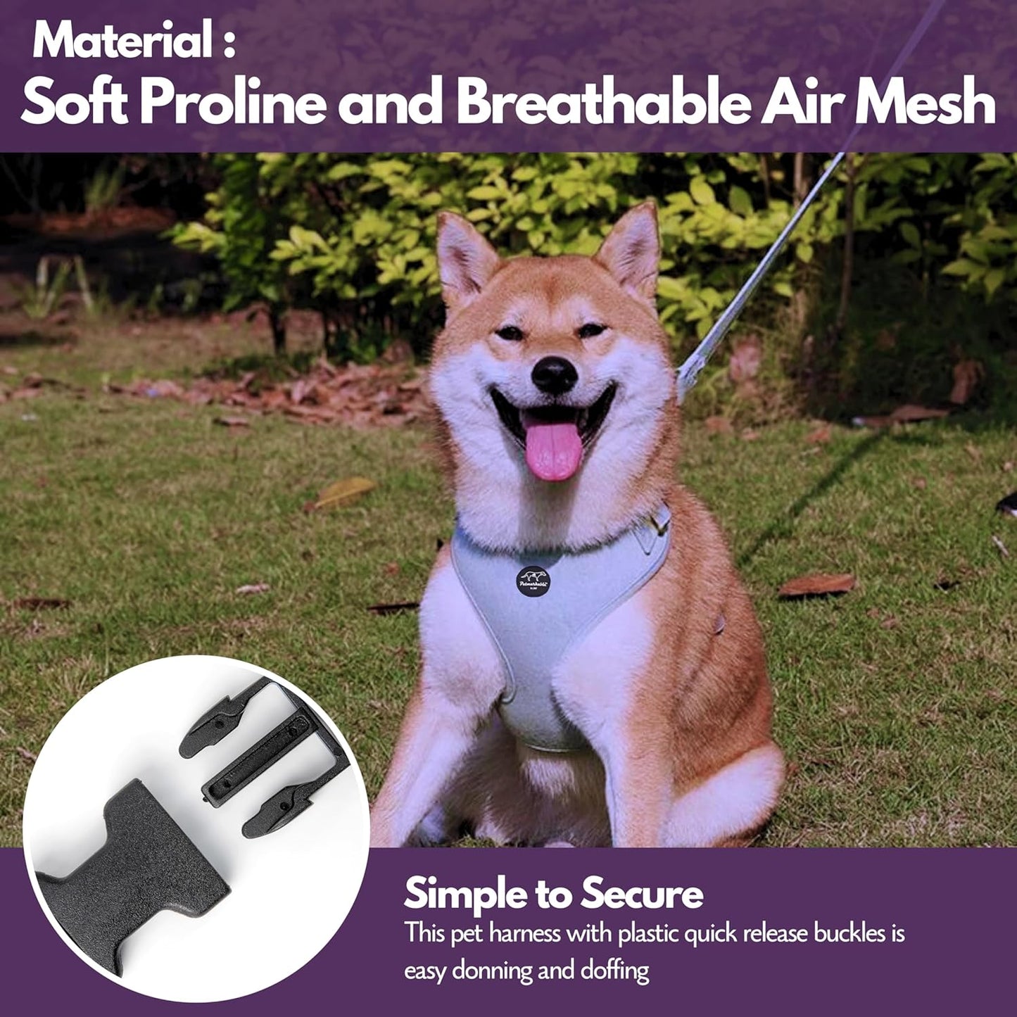 Adjustable No Pull Dog Harness for Large Dogs Featuring Soft Breathable Padded Mesh and Adjustable Straps, Perfect for Large Harness for Dogs, as Well as for Puppies(Blue, Large)