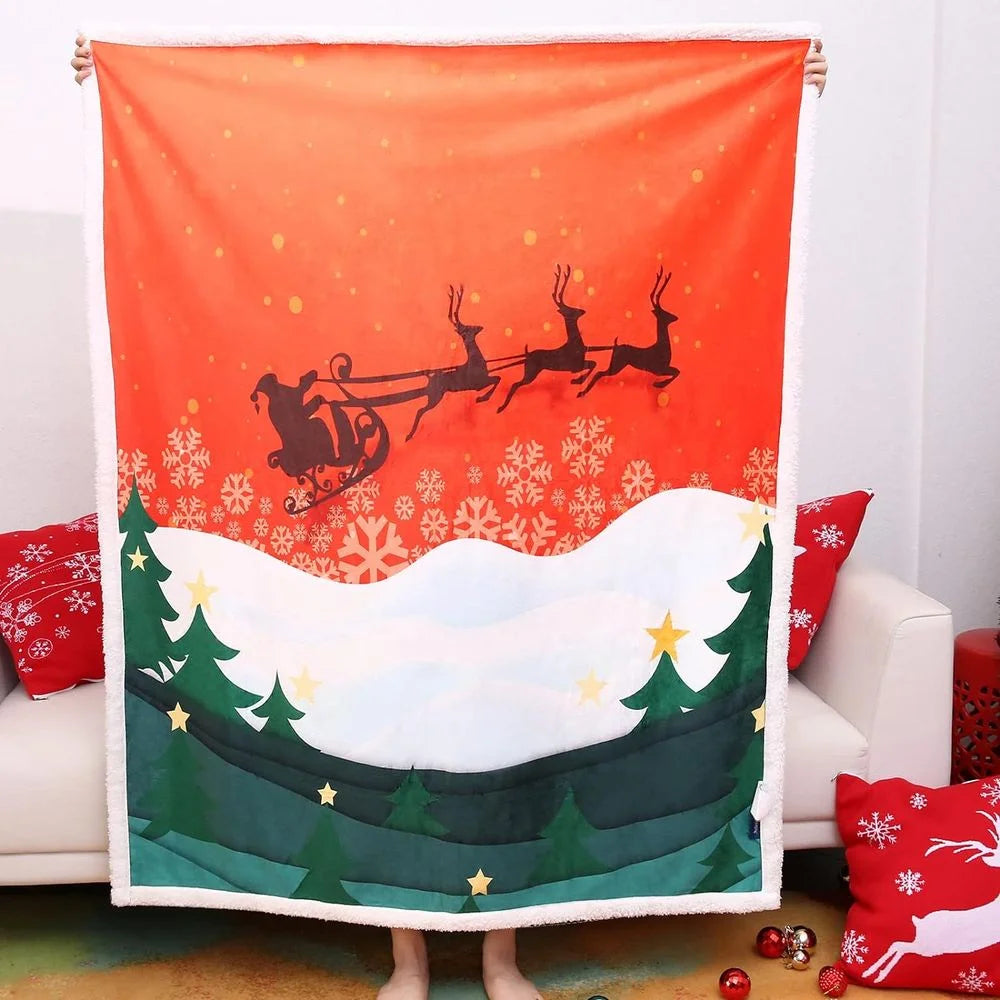 Sherpa Fleece Throw/Blanket, 50x60 Inches Soft Cozy Warmer Throw Blankets, Christmas