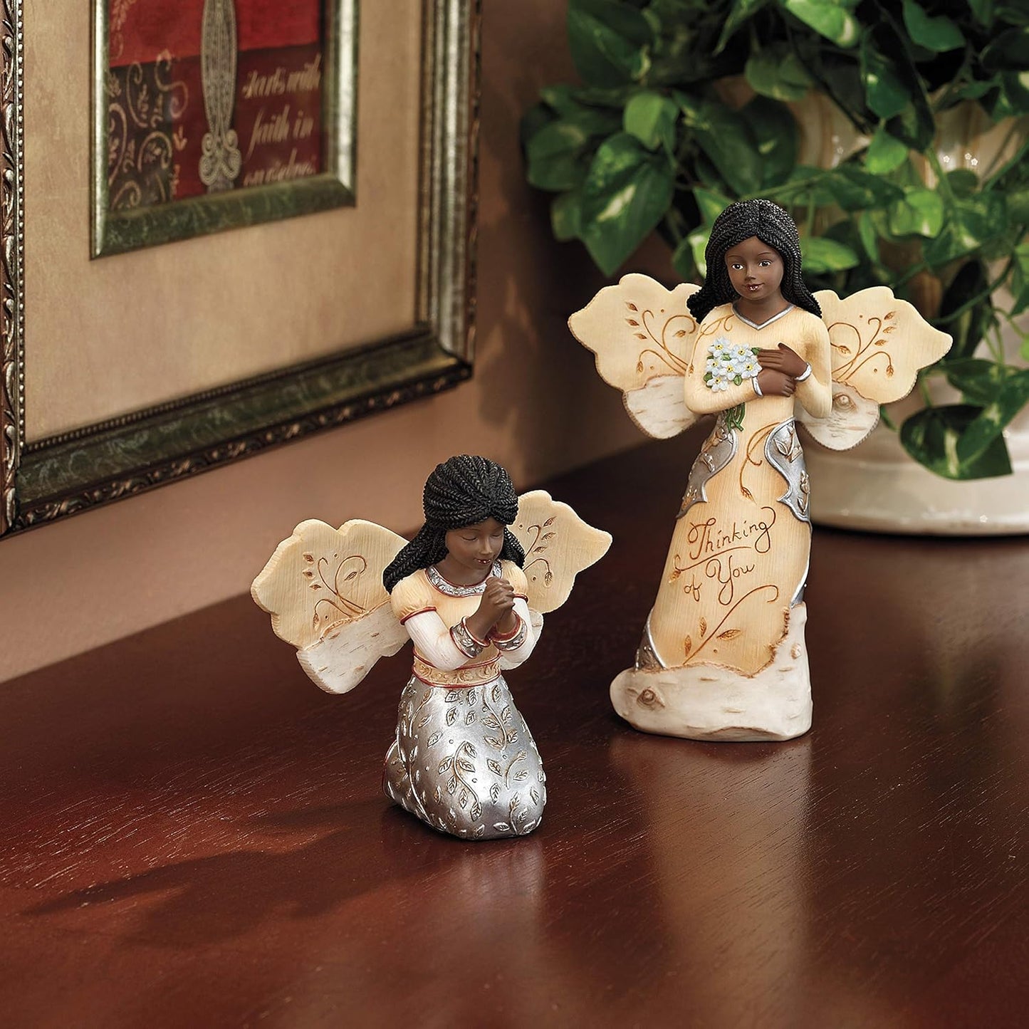Pavilion Elements in Faith Ebony Angel 3-1/2-Inch, Praying