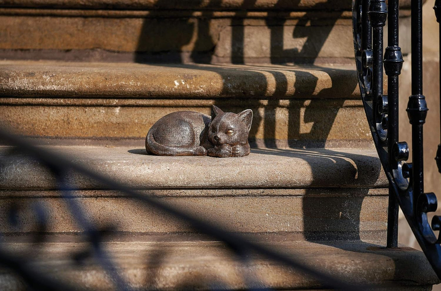 Roman 3.5H Bronze Sleeping Cat Statue