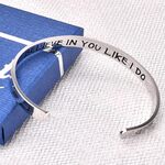 Stainless Steel Bracelet with Secure Clasp- Flexible, Adjustable for Wrists 5-8.5 Inches, Engraved with "Believe in You Like I Do" and Two Arrows- Perfect Mother's Day, Birthday, Christmas, Graduation