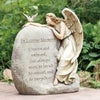 Roman Set of 2 Angel with Memorial Rock Outdoor Garden Statues 11.25"