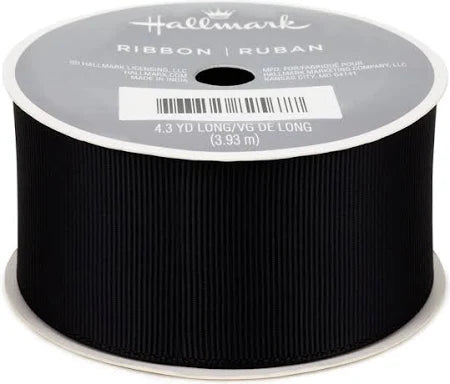 HALLMARK - 4 YD ROLL - BLACK GROSGRAIN RIBBON