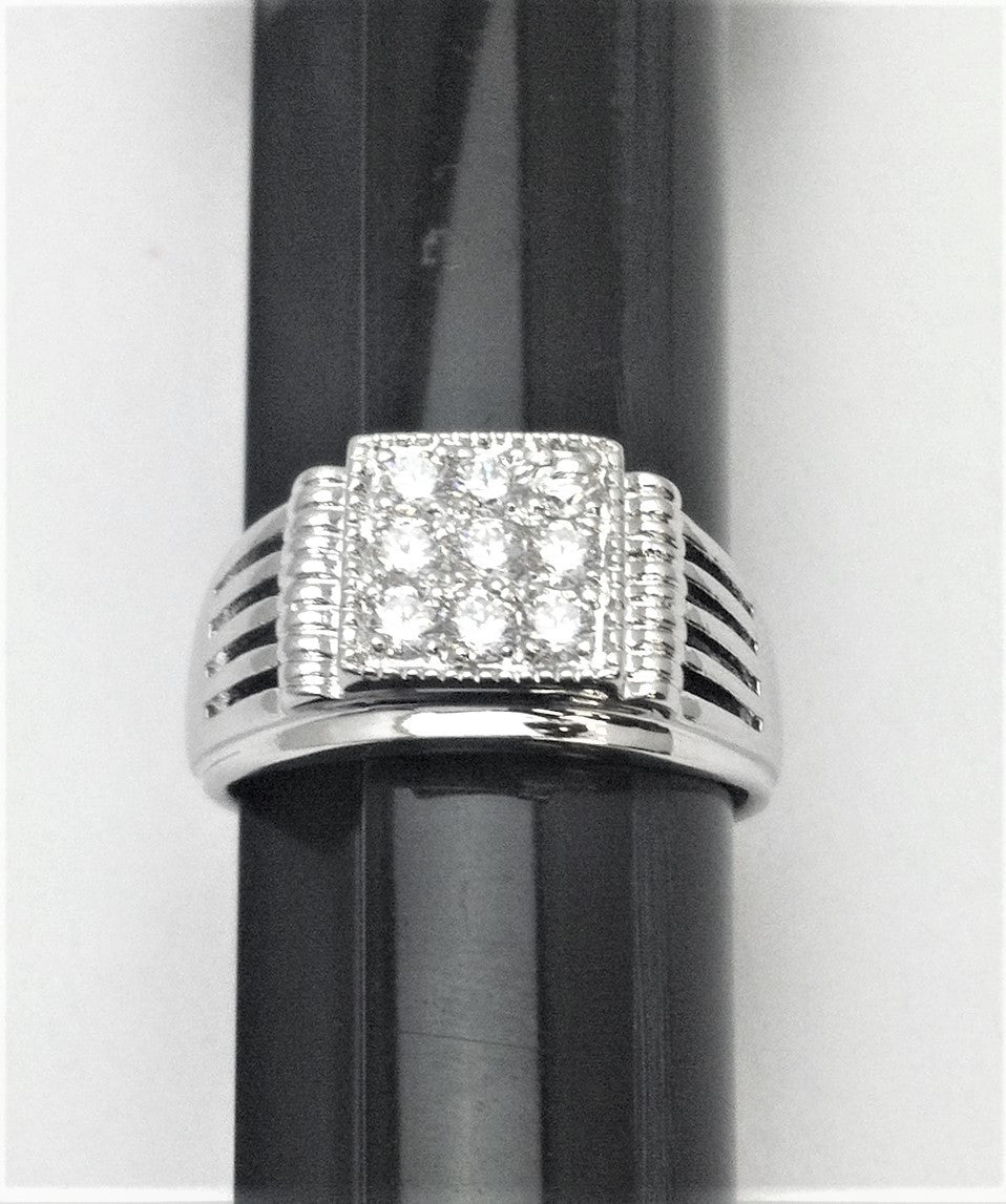 R.S. Covenant 2311 Mens Ring Silver Square With Cz Size 11 LOC 49