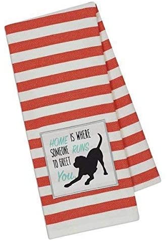 Design Imports  90199 Dog Applique Stripe Dish Towel (Labrador)