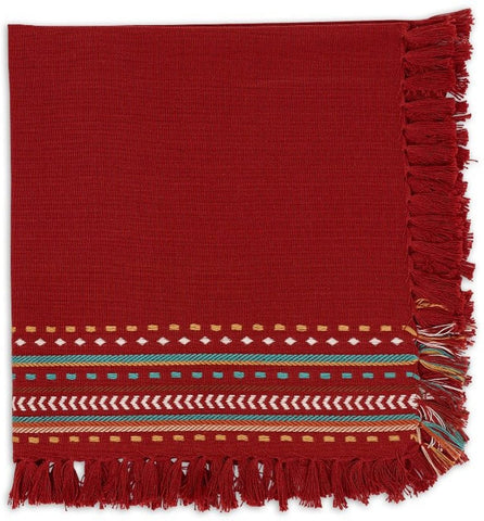 Design Imports 91404  Southwest Table Linens, 20-Inch by 20-Inch Napkin, Red Chipotle Hacienda Fring