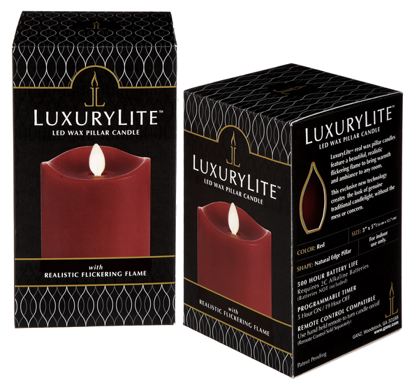 Ganz - Red LED Wax Pillar Candle, 3x5 (LLWP1003)