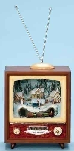 Roman 36431 Retro Action Musicals by Roman Action Musical Lighted TV Revolving Train 9-Inch