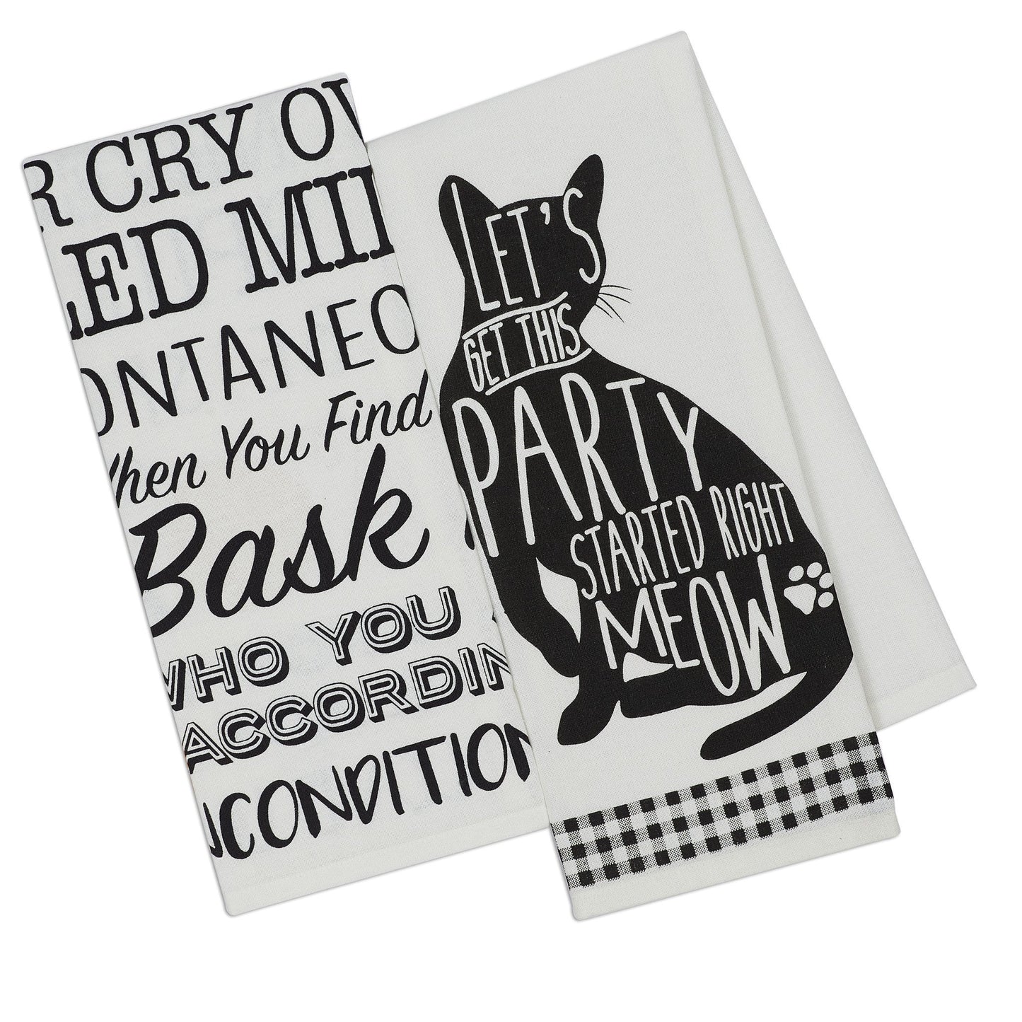 Design Imports 90201 Cats Printed Dishtowels Set Of 2