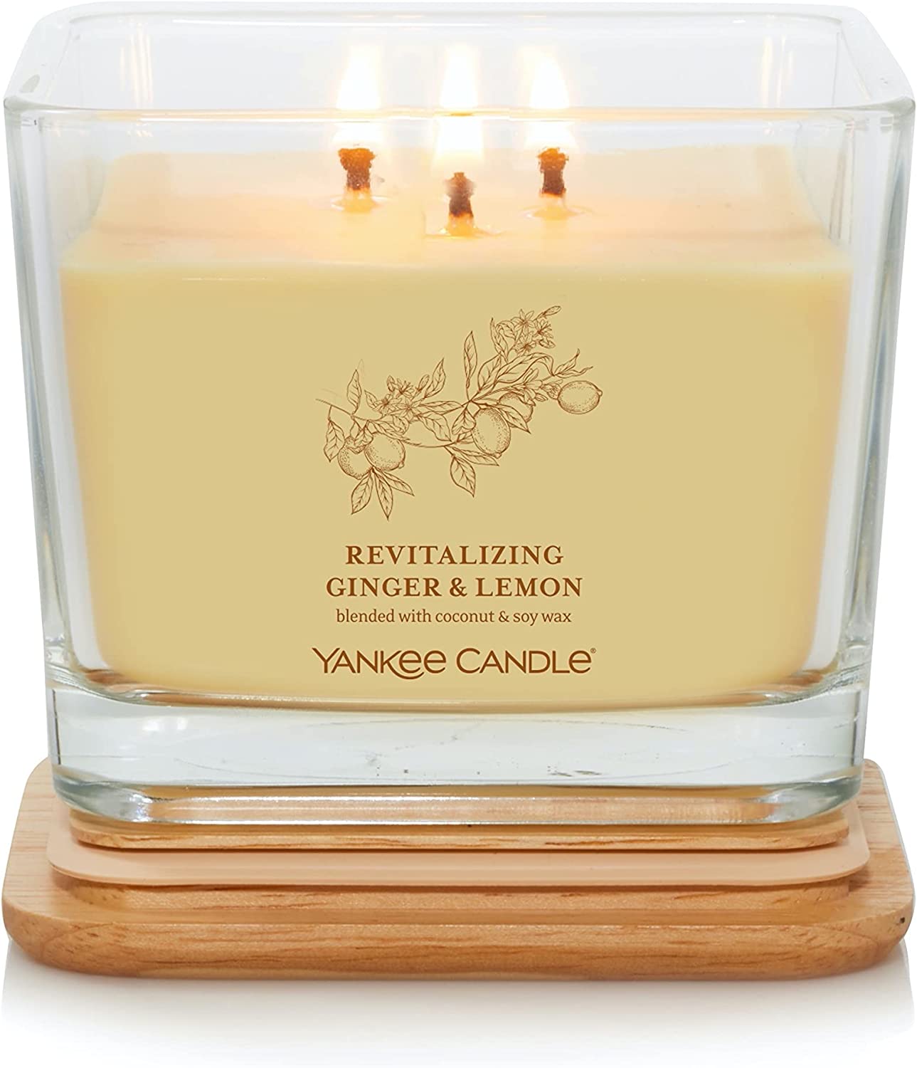 Yankee Candle 1633800 Revitalizing Ginger & Lemon Medium Square Candle