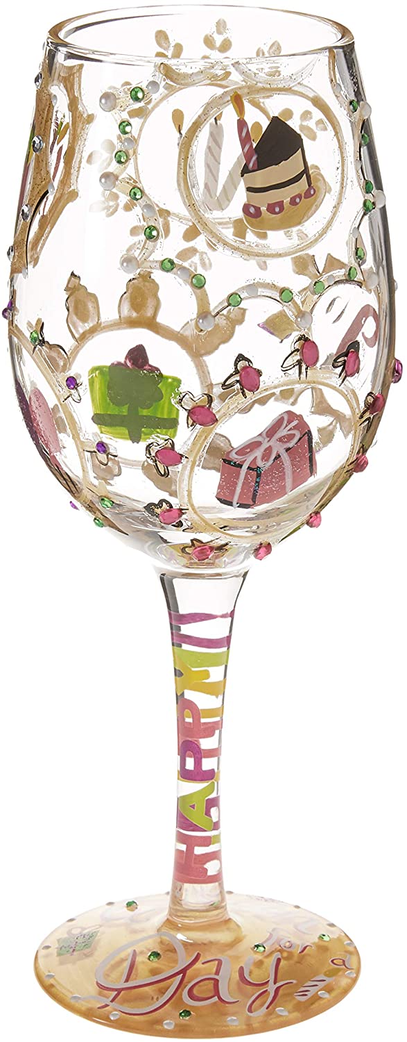 Enesco 4054095 Lolita �Queen For a Day� Hand-painted Artisan Wine Glass, 15 oz.