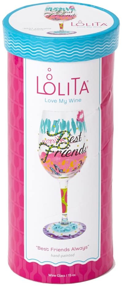 Enesco 4053096 Lolita Best Friends Always Artisan Painted Wine Glass