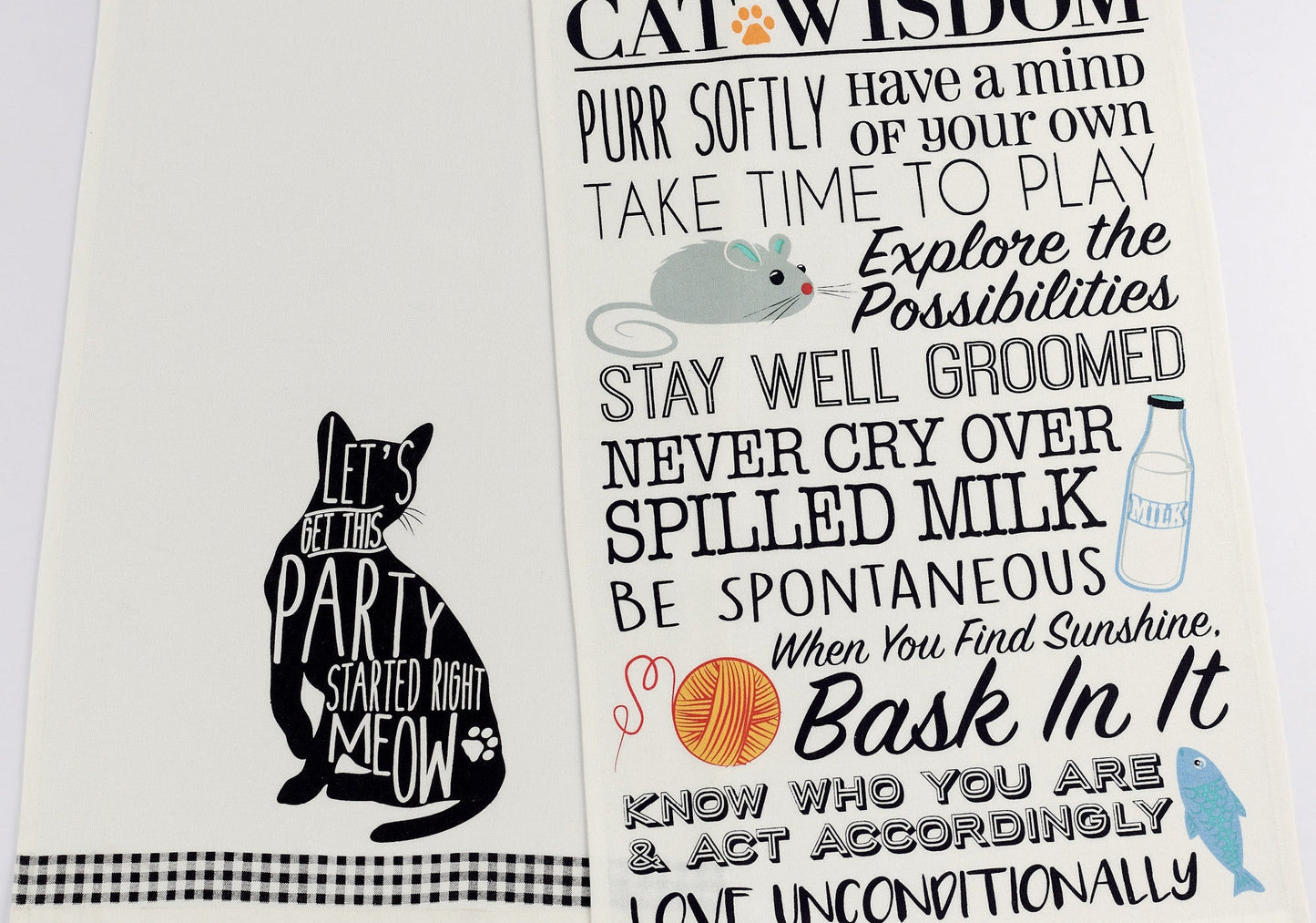 Design Imports 90201 Cats Printed Dishtowels Set Of 2