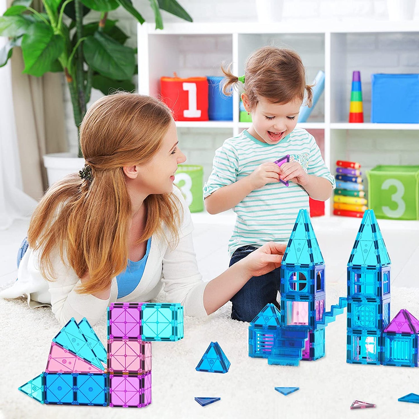 AXYES Magnetic Tiles, Magnetic Building Blocks 102PCS