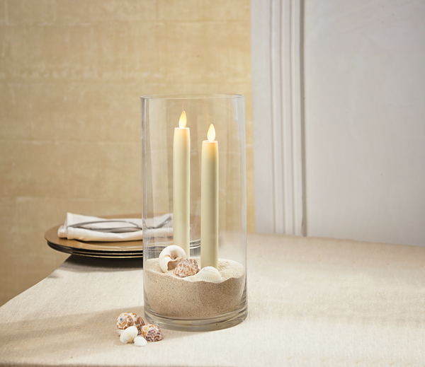Ganz LLR1034 Remote Ready With Blow-Out Soft Ivory 1 x 8.5 Resin LED Taper Candles, Set of 2