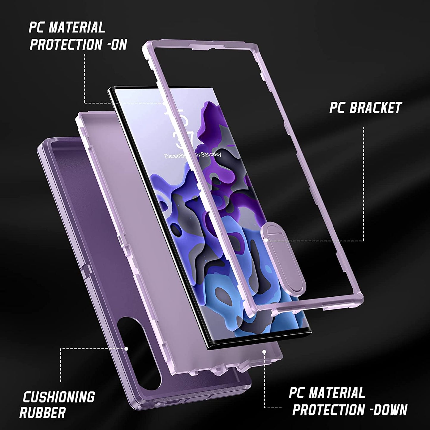 Samsung Galaxy S22 Ultra Case with Kickstand, Anti-Scratched Durable Rugged Phone Case